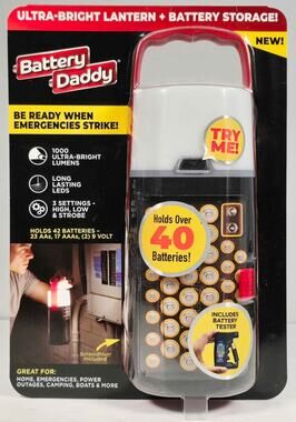 Battery Daddy Ultra-Bright Lantern, Battery Storage 1,000 Lumens, Battery Tester